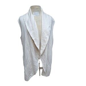 Bryn Walker Cardigan Women's M Beige Open Front Bamboo Organic Cotton Sleeveless